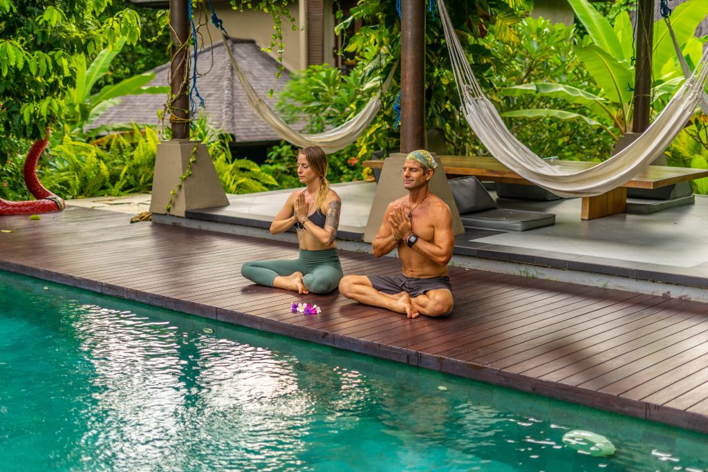 Meditation by pool