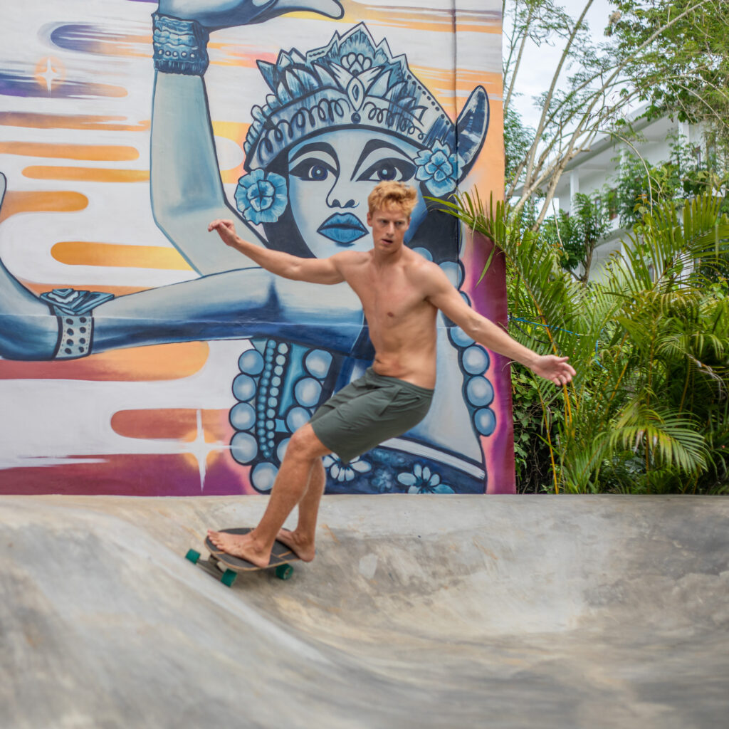 Donny riding our beginner surf skate bowl.